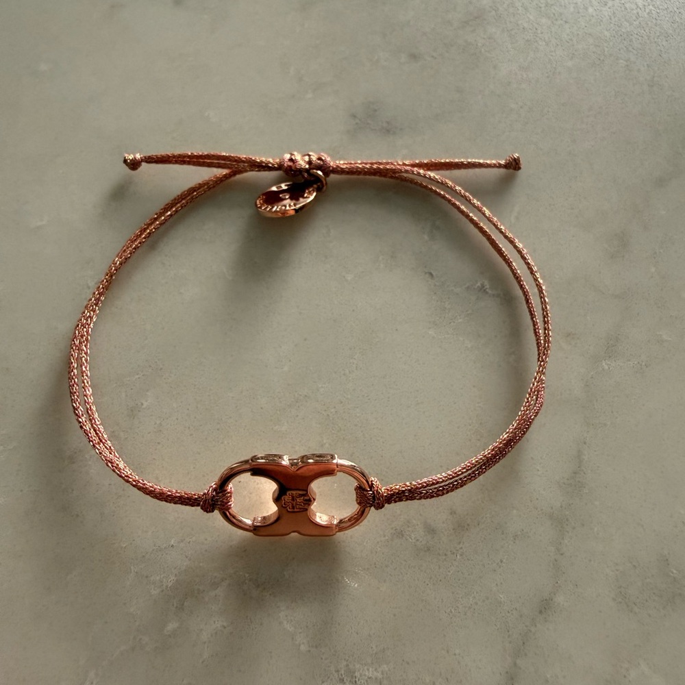 ✨ Tory Burch “Embrace Ambition” Silk Bracelet – Rose Gold ✨